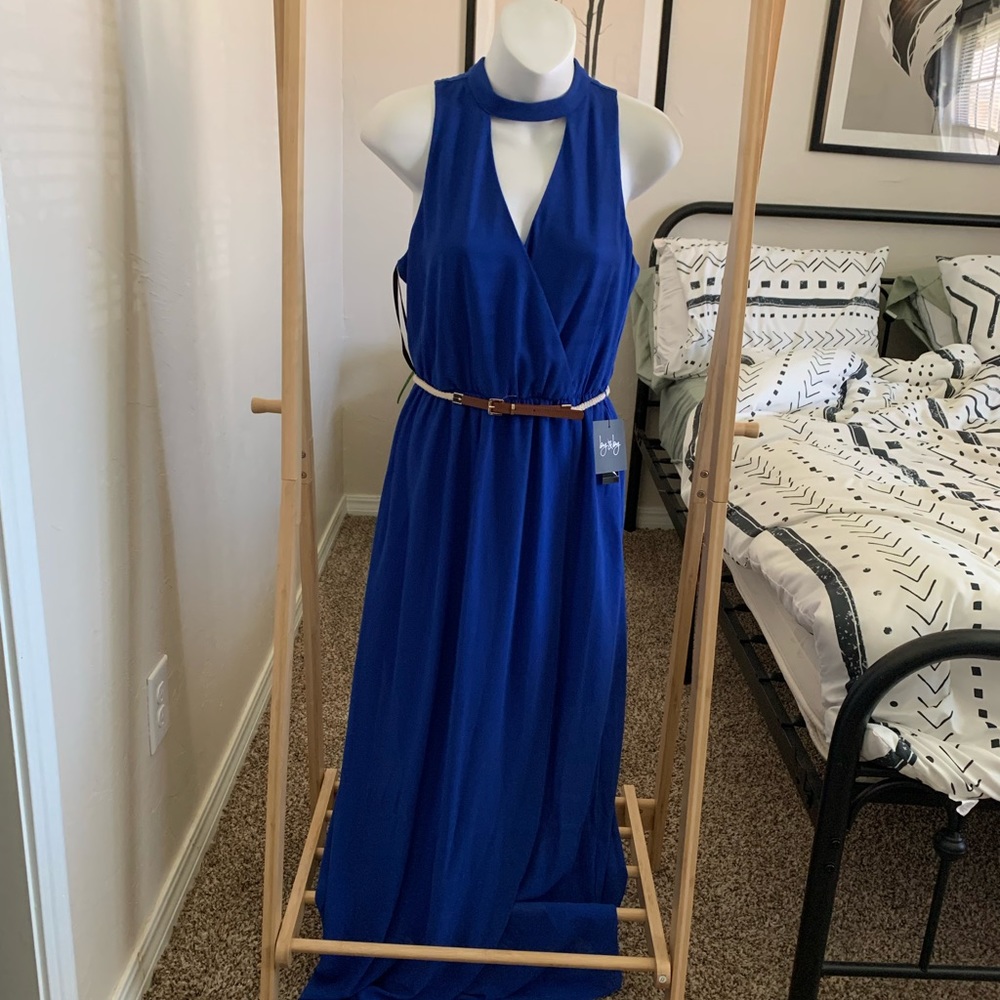 🚫SOLD Blue maxi dress with belt NWT